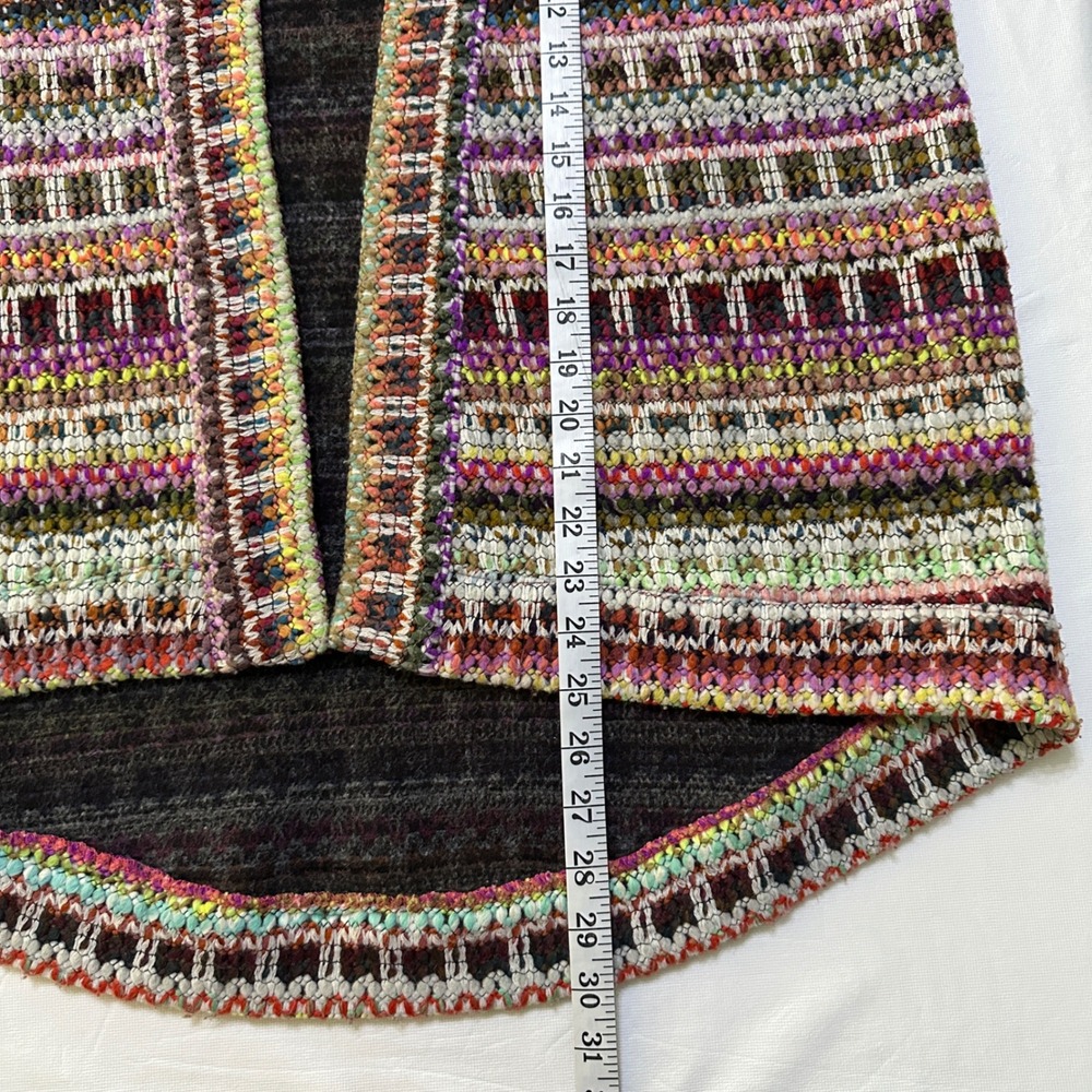 Anthropologie dRA Kimono Cardigan M Chunky Rainbow Boho Eclectic Folk Open Front - Picture 7 of 10